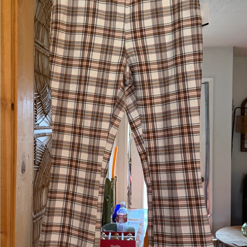 Jules & Leopold Checkered Trousers in Brown and Cream